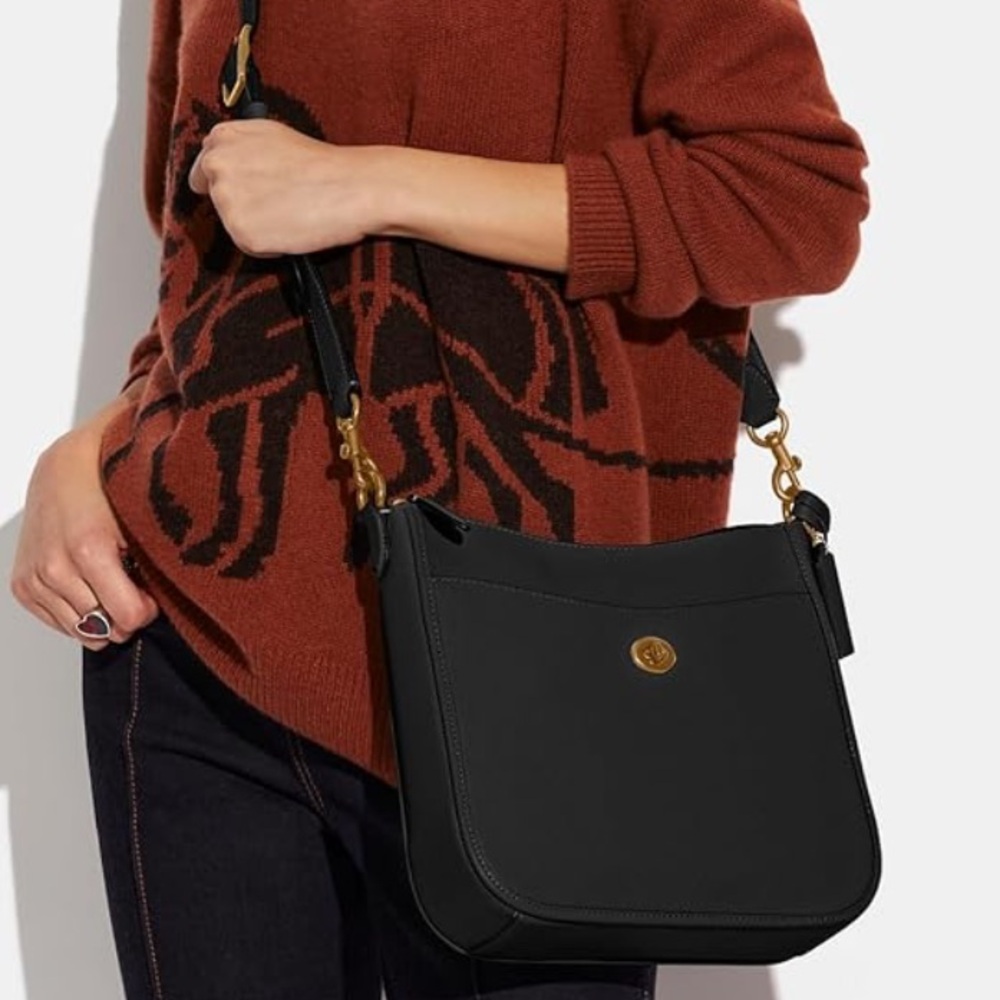 Coach Chaise Black Pebbled Leather Crossbody Bag